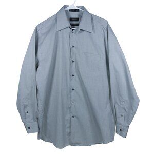 Claiborne Mens Shirt Size L 16 34/35 Long Sleeve Button Up Wrinkle Free Gray
